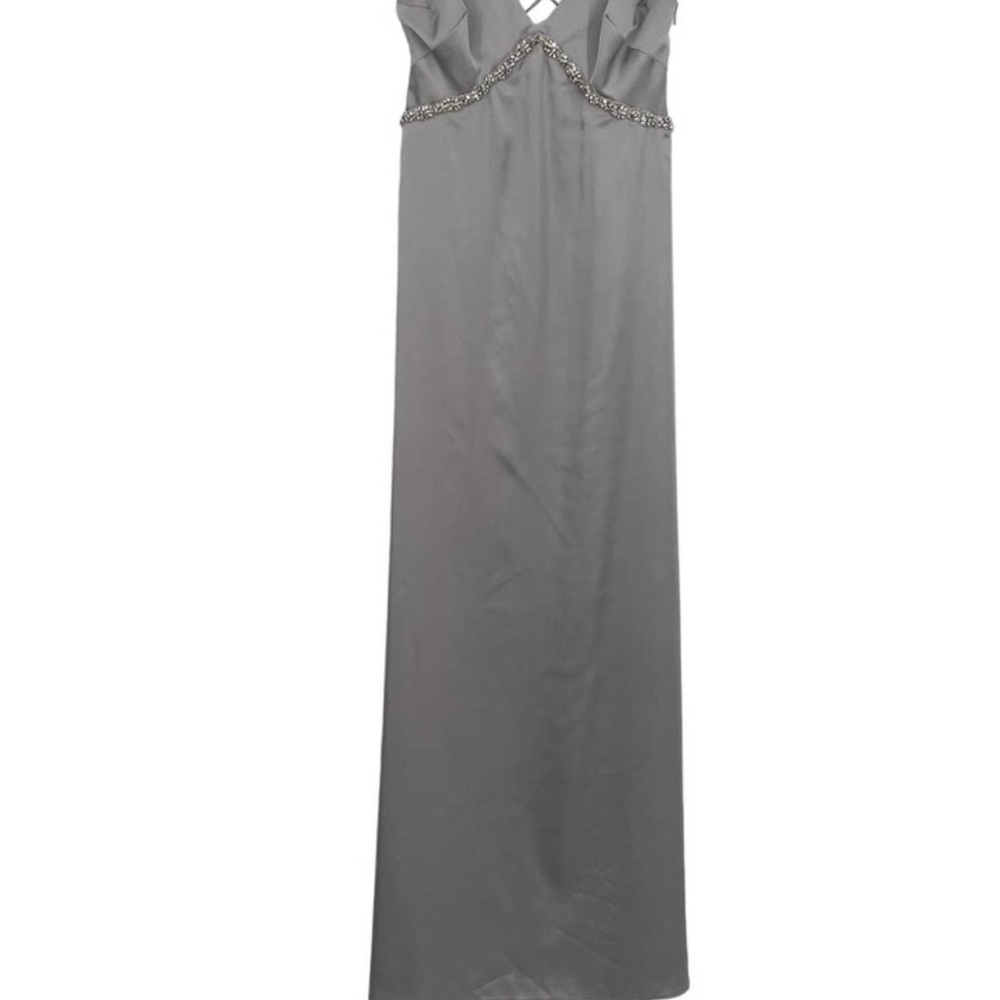 Monique Lhuillier bridesmaids dress crystal waistband gray Silk Size 4